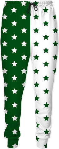 Green & White Split Stars Joggers