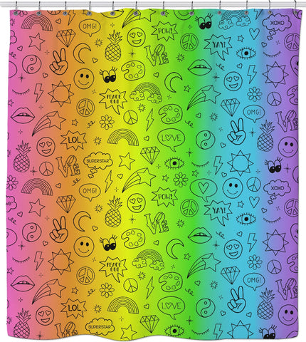 Fun Outlined Icons Shower Curtain