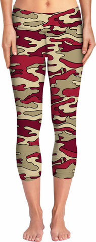 Red & Cream Camo Yoga Pants
